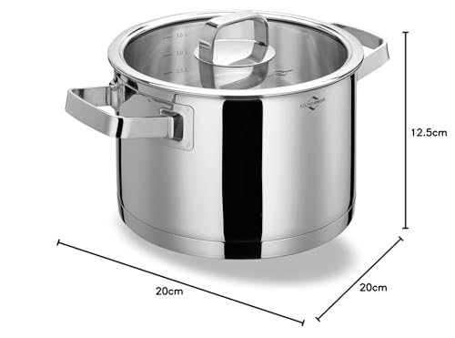 Küchenprofi COOK Kochtopf SAN REMO 20 cm, 3,5 L, Induktion, Glasdeckel, für alle Herdarten, hochwertiger Edelstahl.