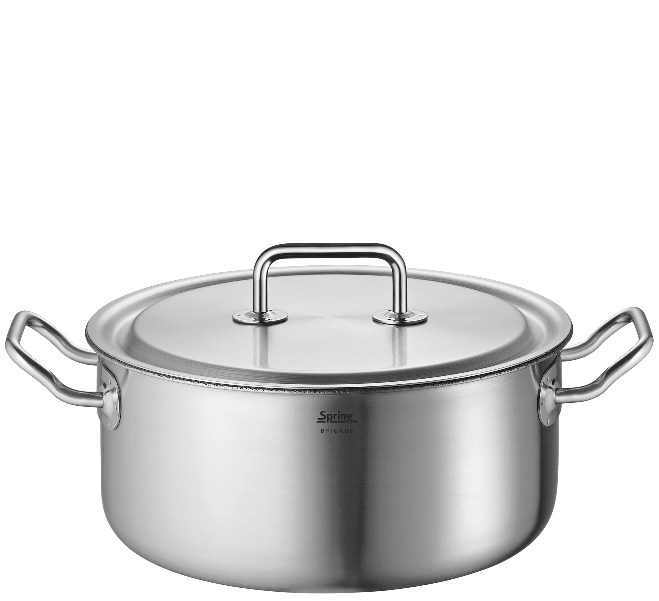 Spring BRIGADE PREMIUM Bratentopf 24 cm, 4,7 L, Edelstahl mit Aluminiumkern, robust, pflegeleicht, 5-Lagen-Material.