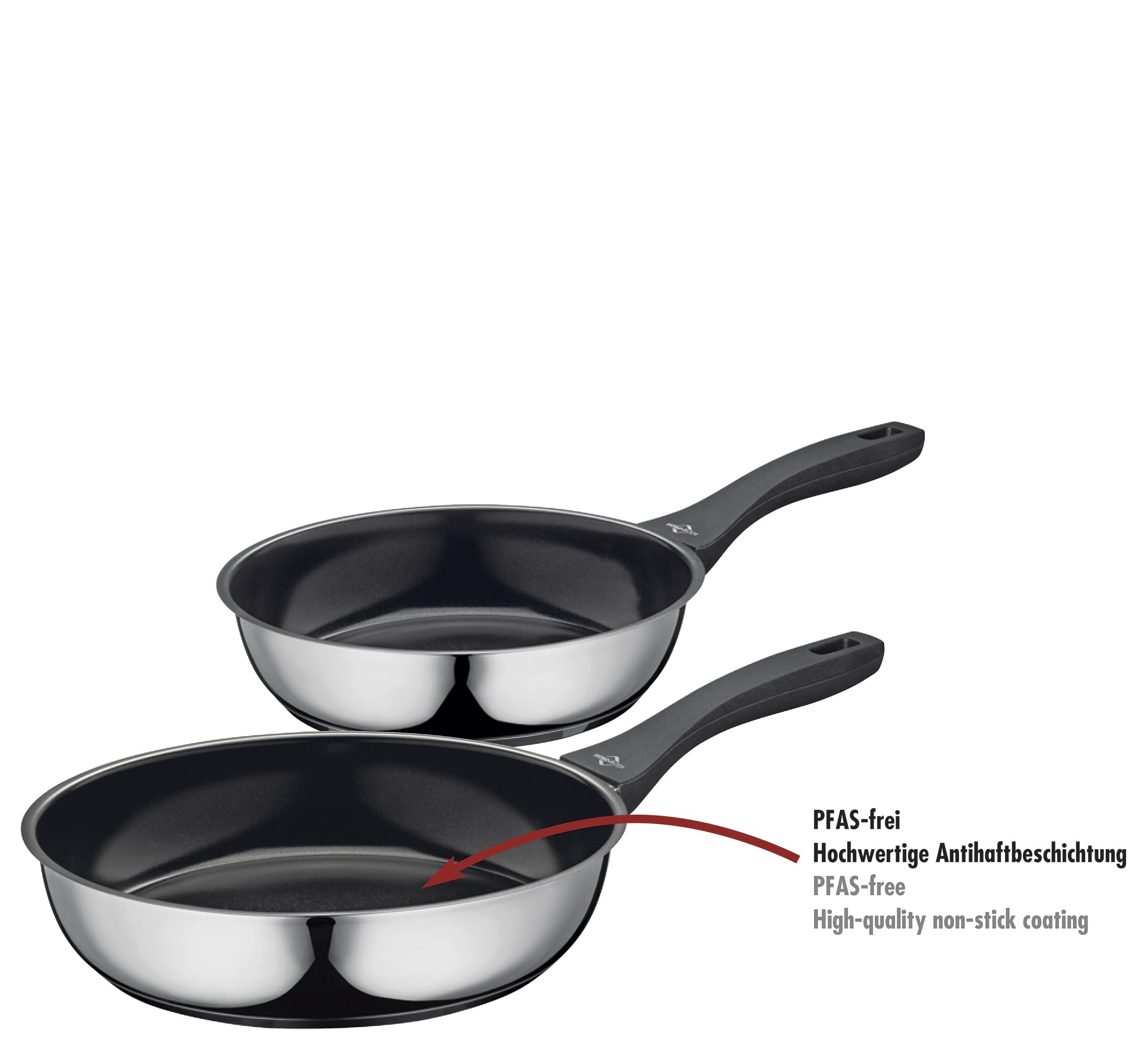 Küchenprofi COOK Pfannenset ROMA 24/28 cm, PFAS-frei, Antihaft, Edelstahl, Induktion, 180 °C backofenfest, hoher Rand.