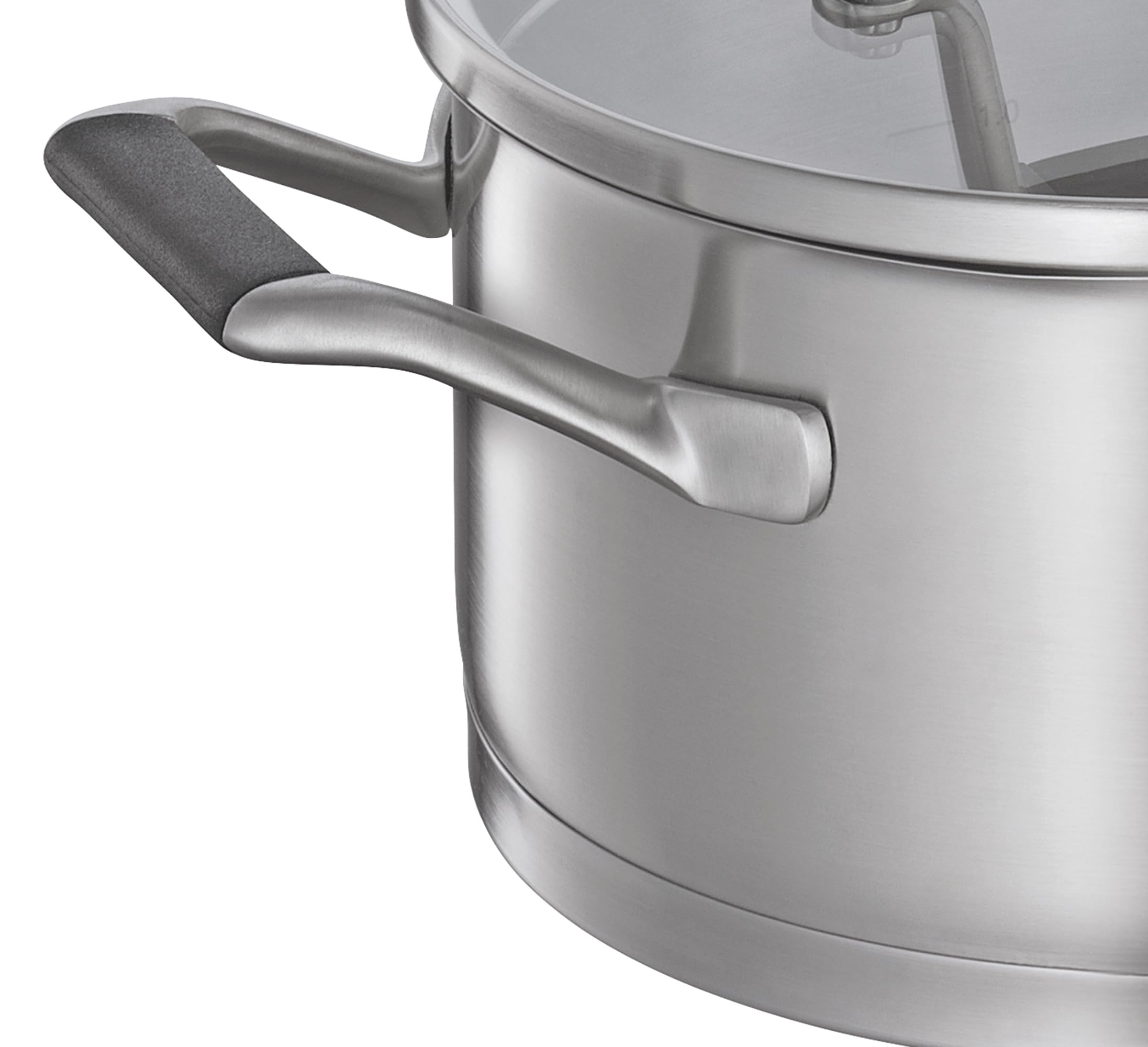 Küchenprofi COOK Topfset BOLOGNA 4-tlg., Edelstahl, Glasdeckel, Induktion, Ausgießer, Siebdeckel, Ø 16/20/24 cm + Bratentopf 20 cm.