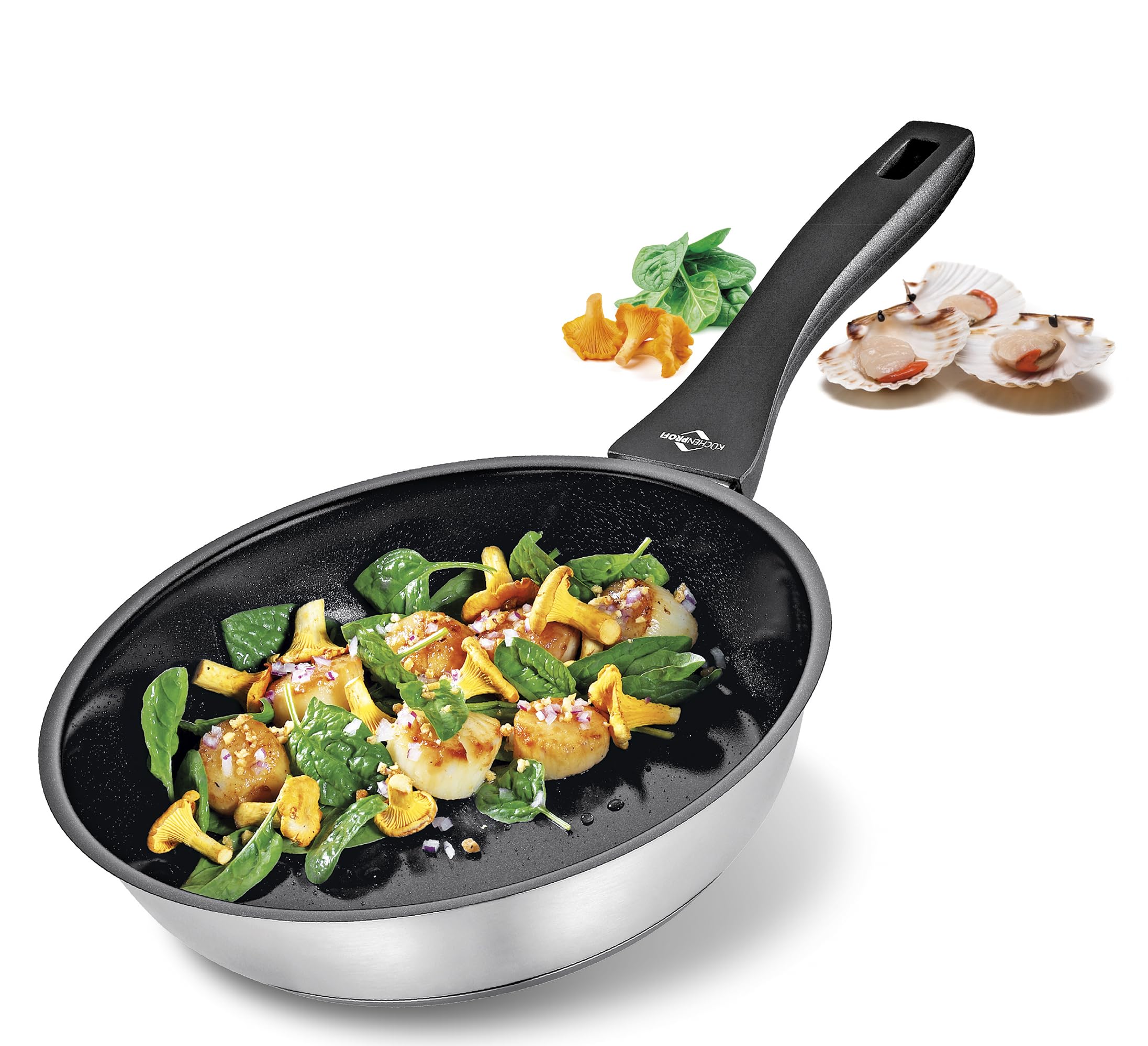 Küchenprofi COOK Pfannenset ROMA 24/28 cm, PFAS-frei, Antihaft, Edelstahl, Induktion, 180 °C backofenfest, hoher Rand.